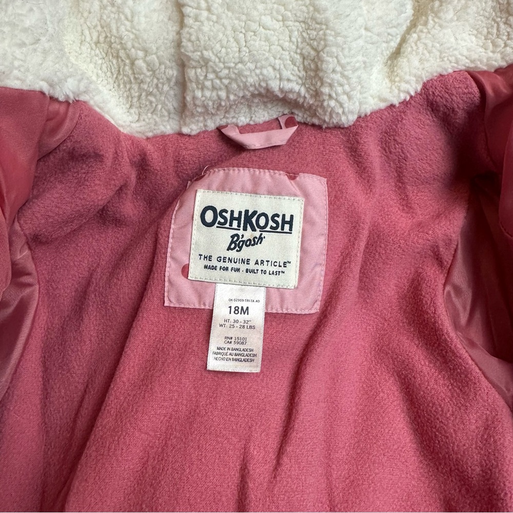 OshKosh B’gosh Pink Polka Dot Fleece Hooded Jacket | 18–24M - Picture 5 of 10
